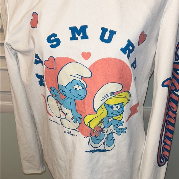 Smurfs White Long Sleeve juniors  Shirt - Picture 5 of 6
